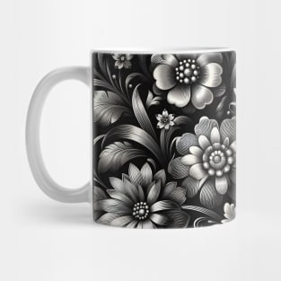 Silver Floral Illustration Mug